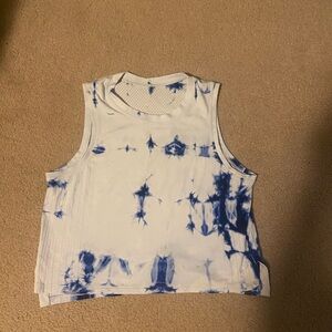 Lululemon Blue and White Tie-Dye crop Tank Top